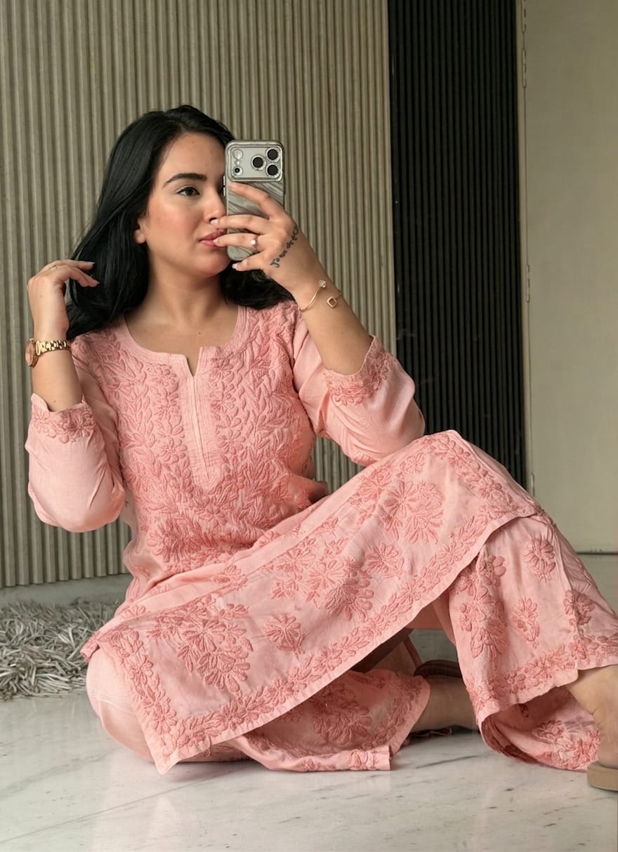 Women’s Floral Embroidered Kurta Set with Pants