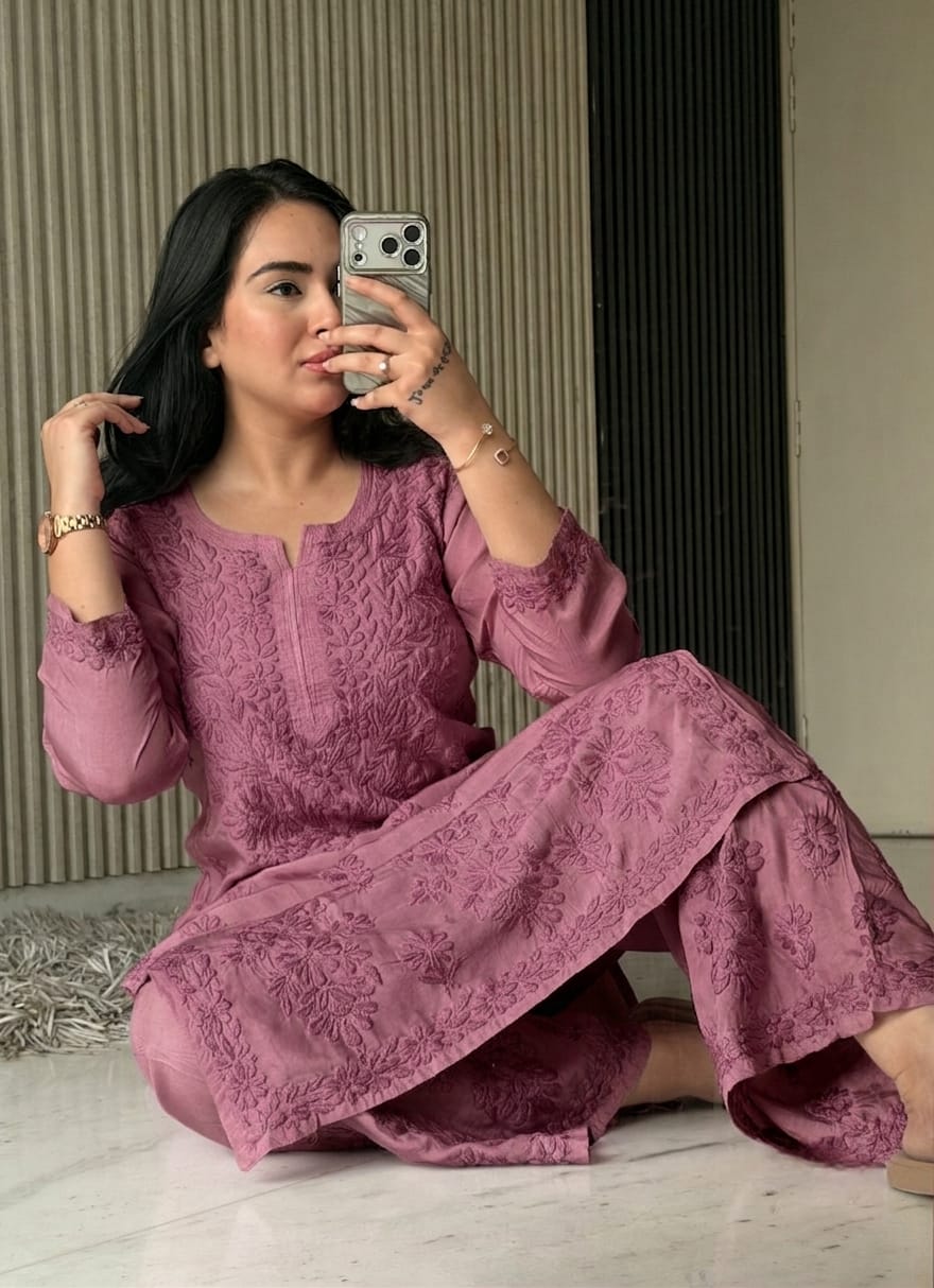 Women’s Floral Embroidered Kurta Set with Pants