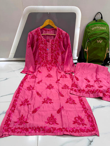 Women’s Floral Embroidered 3-Piece Suit Set | Cotton-Style Kurta, Bottom & Dupatta