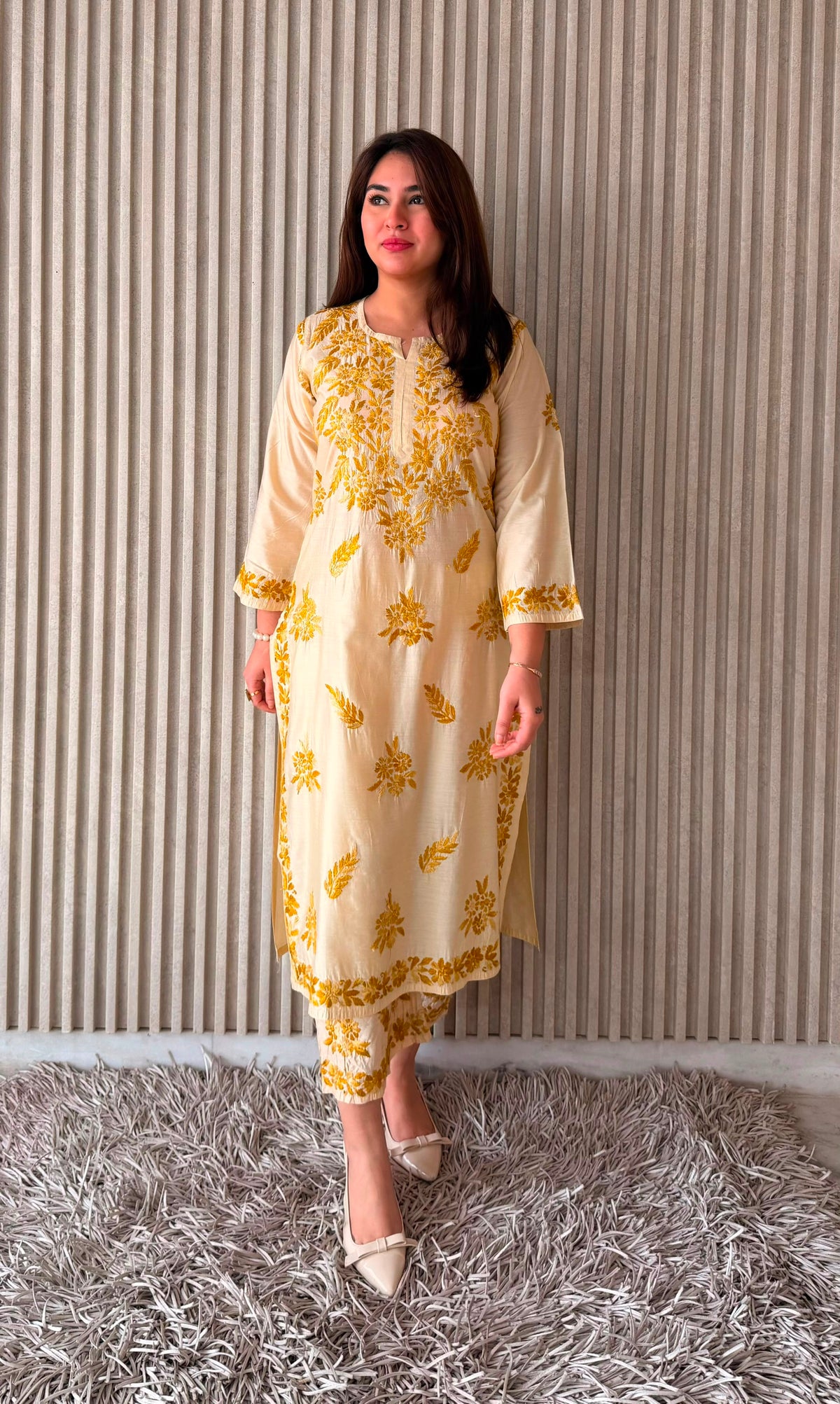 Women’s Floral Embroidered 3-Piece Suit Set | Cotton-Style Kurta, Bottom & Dupatta