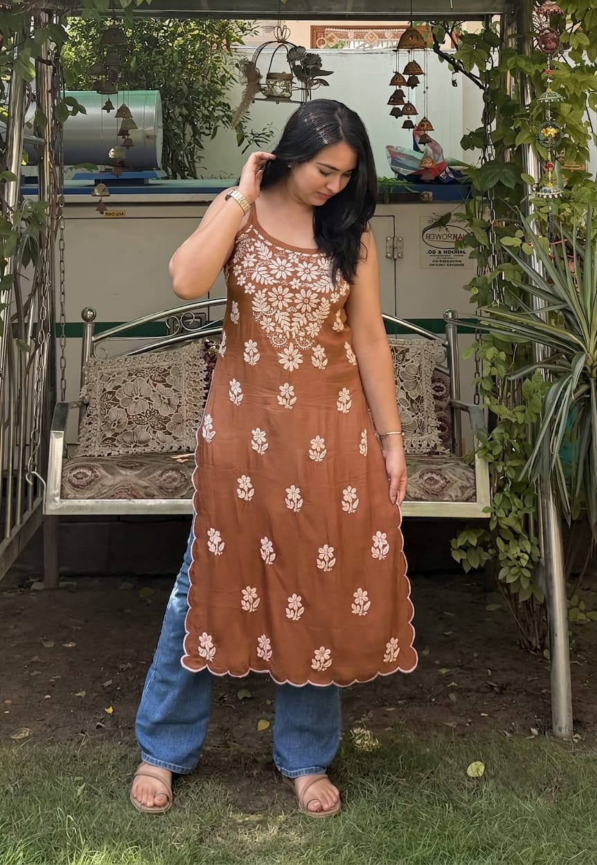 Women’s Floral Ombre Printed Sleeveless Kurta