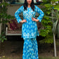 Women’s Blue Floral Embroidered Kurta Set with Palazzo Pants