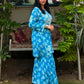 Women’s Blue Floral Embroidered Kurta Gharara Set
