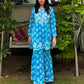 Women’s Blue Floral Embroidered Kurta Gharara Set