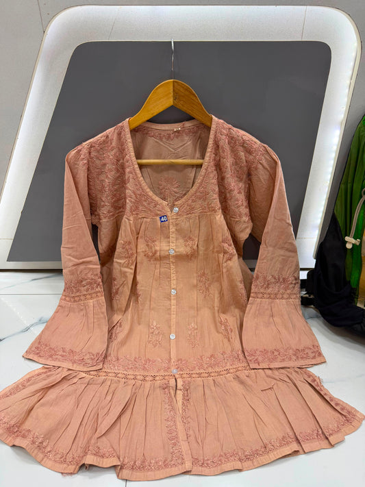 Women’s Flared Embroidered Kurta with Bell Sleeves