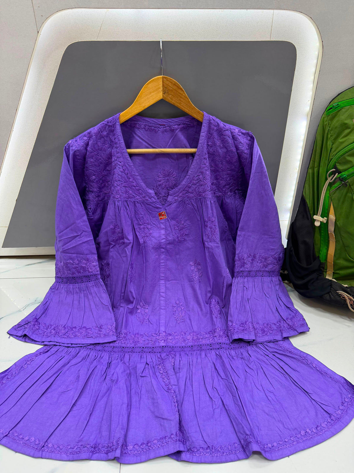 Women’s Flared Embroidered Kurta with Bell Sleeves