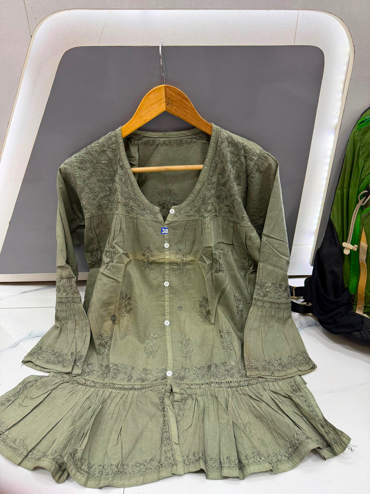 Women’s Flared Embroidered Kurta with Bell Sleeves