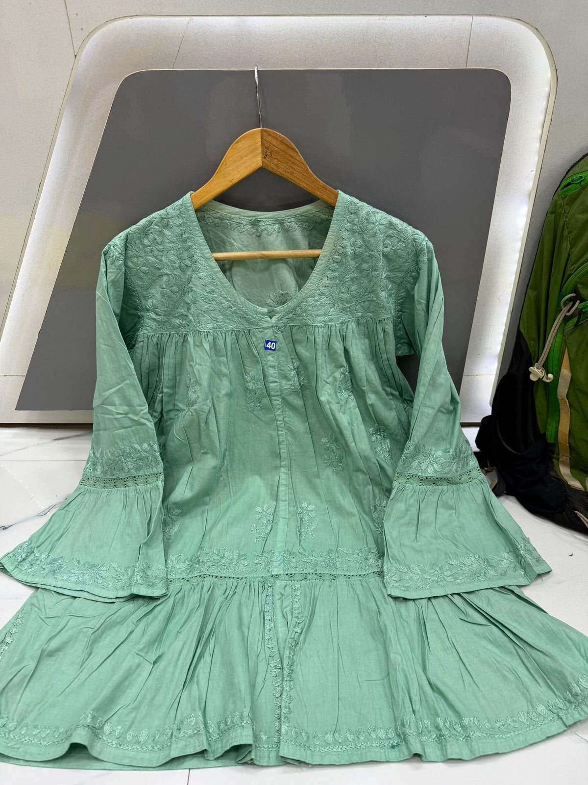 Women’s Flared Embroidered Kurta with Bell Sleeves
