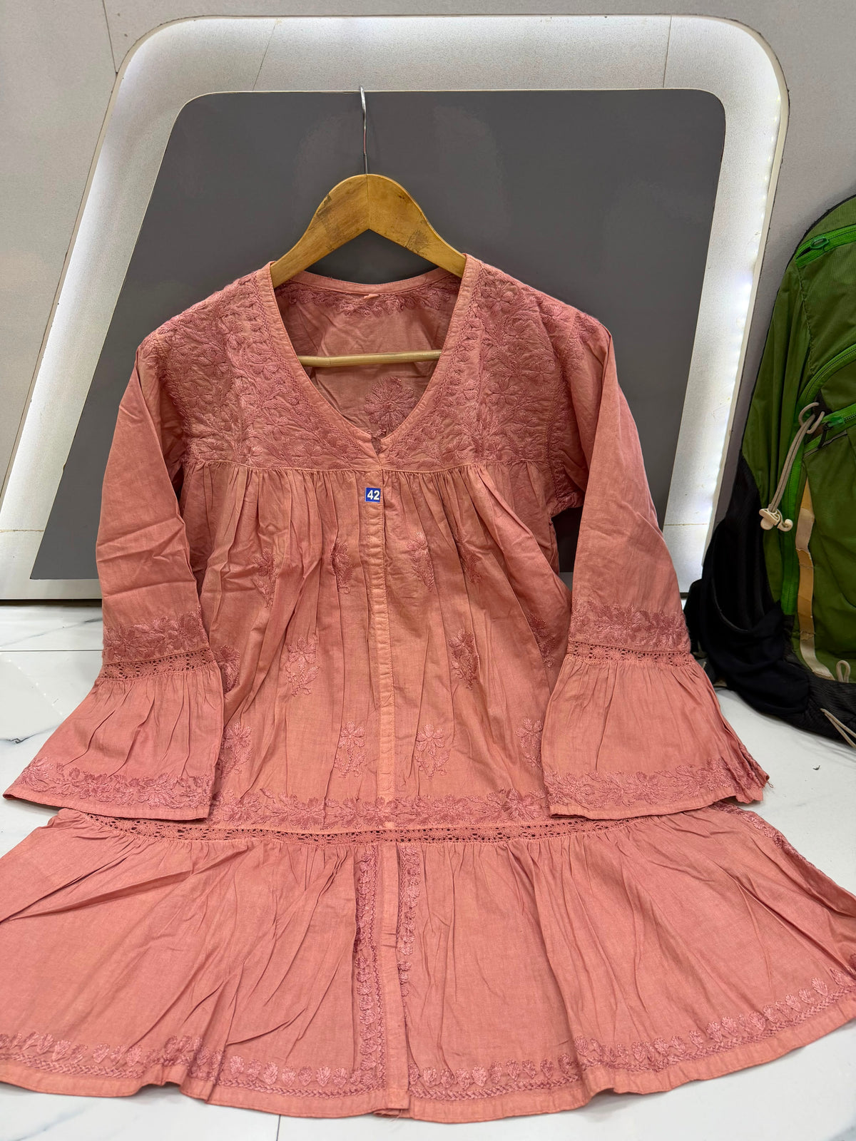 Women’s Flared Embroidered Kurta with Bell Sleeves