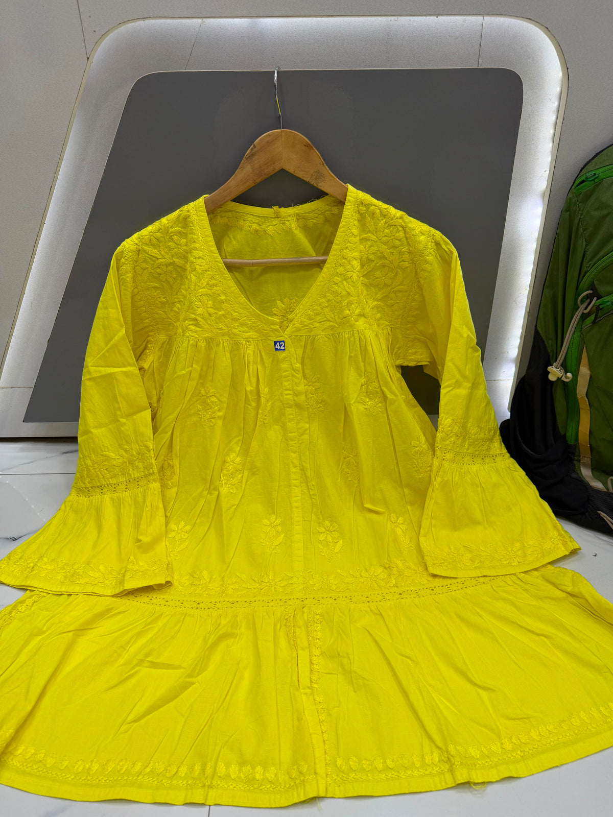 Women’s Flared Embroidered Kurta with Bell Sleeves