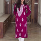 Women’s Embroidered Kurti | Floral Thread Work Straight Kurta with Designer Border